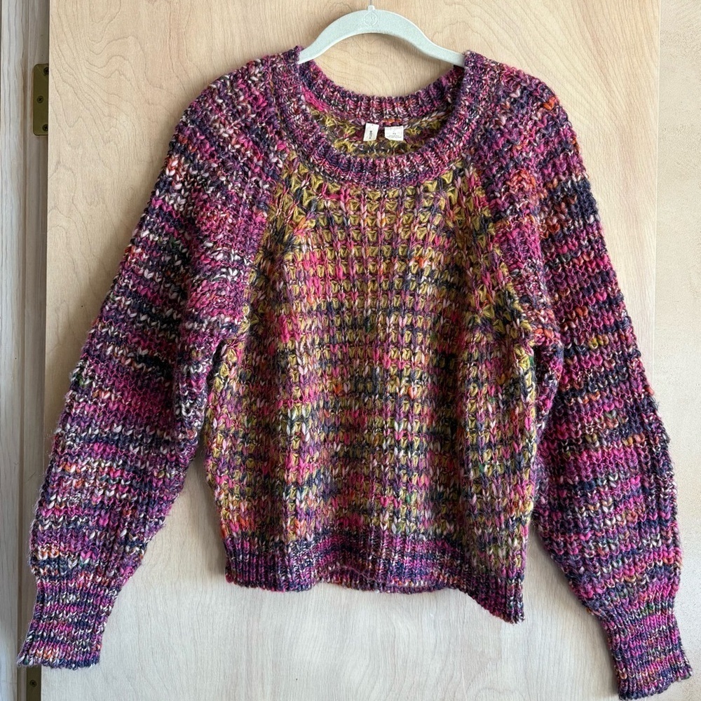 Moth Anthropologie Hillwalk Wool Mohair Chunky Knit Multicolor Sweater Womens XS
